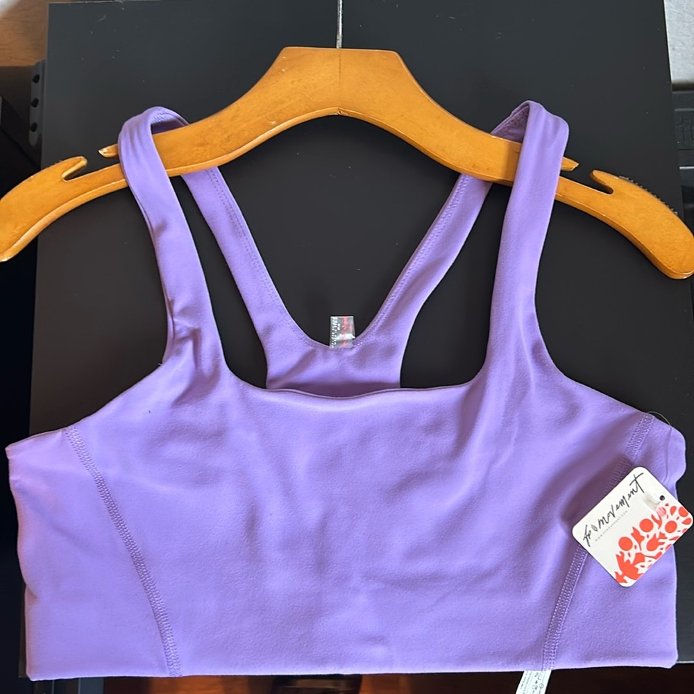 NWT Free People movement Never Better Square Neck Bra color summer lilac size M